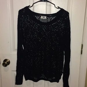 Black open knit sweater